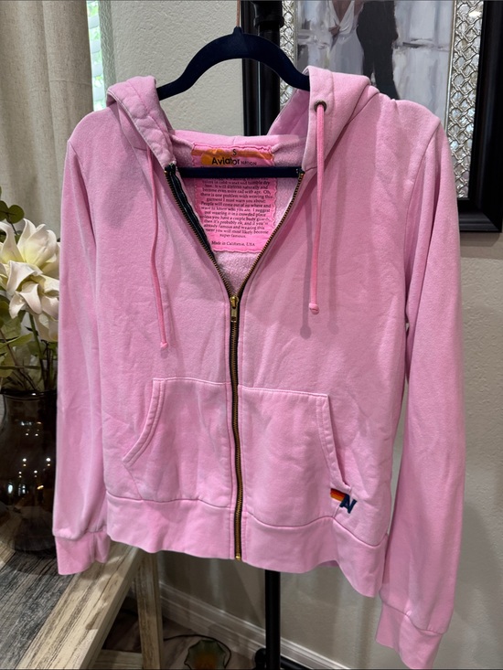 Aviator Nation Tops - Aviator Nation Pink Zip-Up Hoodie with Gold Zipper